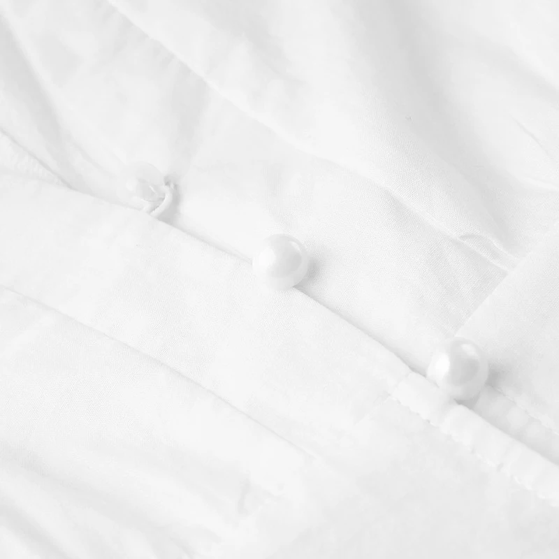 Летние Celmia Для женщин сексуальный v-образный вырез Плиссированное Платье-рубашка Повседневное с рукавом-фонариком свободные одноцветное белое платье халат длиной макси Vestidos
