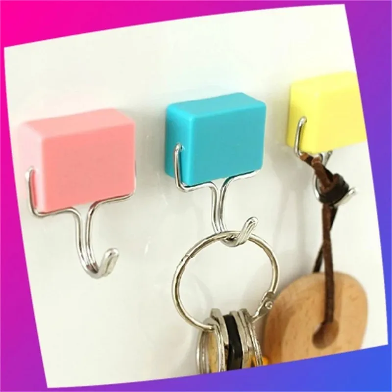 180° Magnetic Hooks With Stickers Set Powerful Strong for Refrigerator Hanger Reusable Strong Magnetic Hooks 40DEC2409