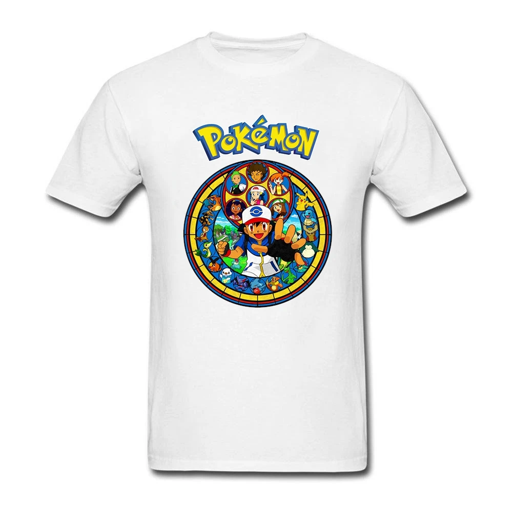 Повседневная футболка с покемоном Camiseta Masculina, мужские футболки из хлопка 3XL, футболки с коротким рукавом для подростков, футболка с мультяшным монстром - Цвет: Белый