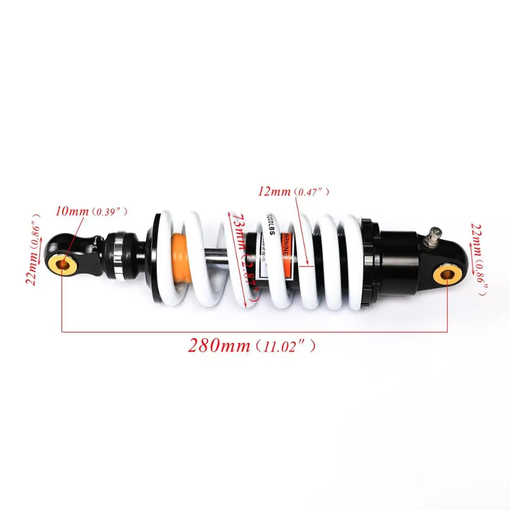 TDPRO 280mm Rear Back Shock Absorber Motorcycle Suspension Spring Fit for 125cc 140cc 160cc Dirt Pit Pro Bike Quad ATV 1200Lbs TDPRO 280mm Rear Back Shock Absorber Motorcycle Suspension Spring Fit for 125cc 140cc 160cc Dirt Pit Pro Bike Quad ATV 1200Lbs