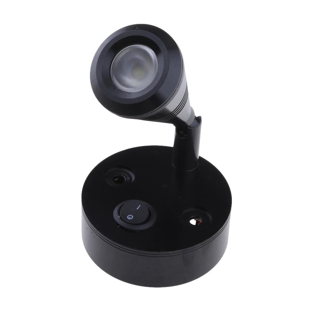 12V LED Wall Spotlight Reading Light Caravan/Boat 3W Cabin/Chart Lamp Black