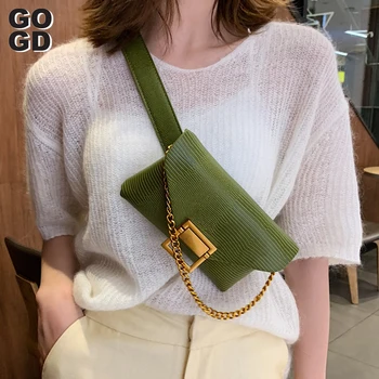 

[GOGD]new Punk Solid Color Rivet Shoulder Waist Bags Fanny Belt Packs Women PU Leather Crossbody Casual Messenger Bags