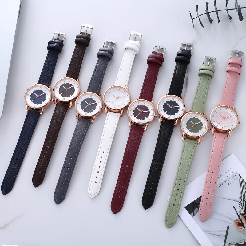 Новинка женские кварцевые часы с цветочным узором повседневные маленькие свежие