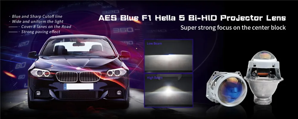 Aes Kingkong F1 Hella 5 Bi Xenon Blue أو عدسة بروجيكتور عالية الدقة 3 0