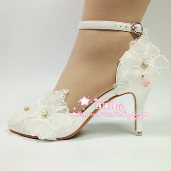 

Lace wedding shoes with high heels and bridal women's shoes