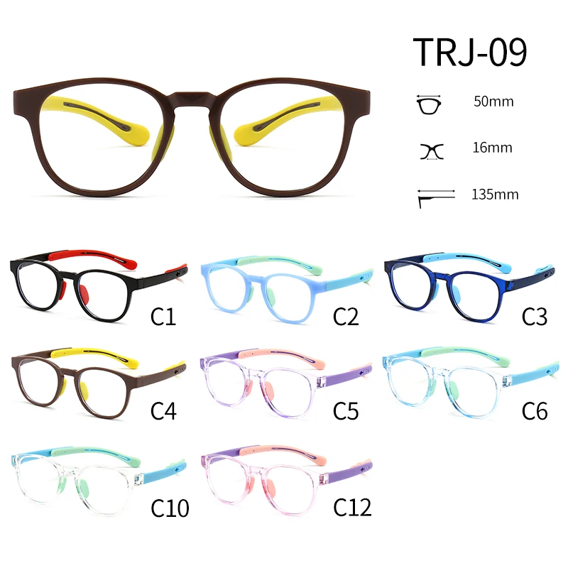 Round Frame Kid Anti-Blue Light Glasses TR90 Retro Ultra Light Eyeglasses Flat Mirror Boy Girl Class Glasses Frame Goggles 6