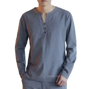 

MFERLIER Spring Autumn Plus size shirt men 5XL 6XL 7XL 8XL 9XL Bust 155cm large size cotton linen long sleeve men shirts