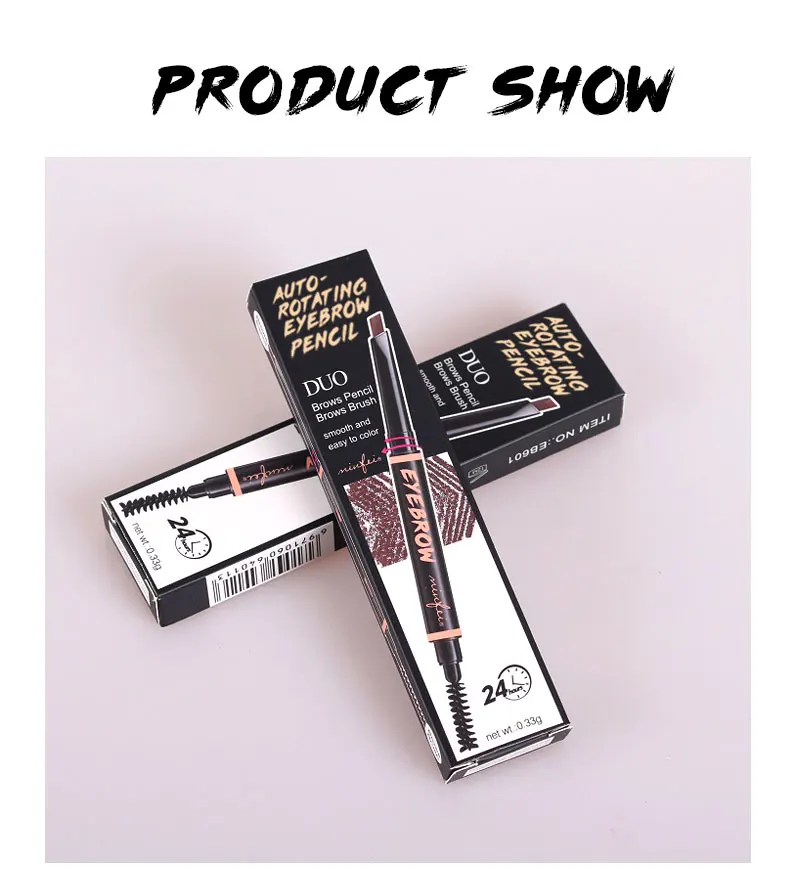 Cross-border automatic eyebrow pencil, waterproof and sweat-proof 3d Stereo Wild Double Eyebrow Pencil is durable and not easy t