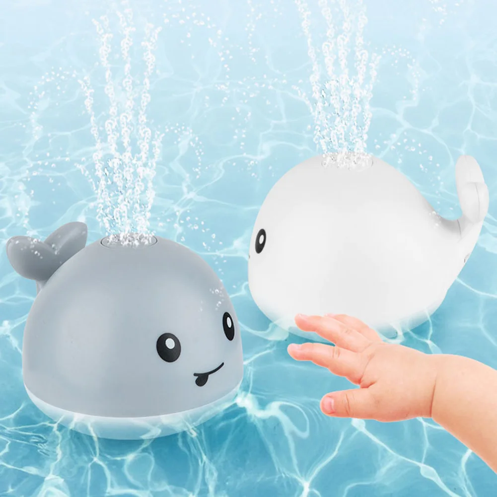 Ballena pulverizadora de agua de inducción eléctrica para bebés, juguetes de baño para agua, juguete interactivo de playa con luz musical