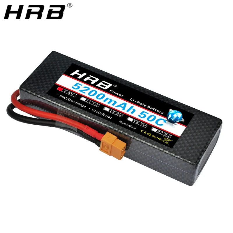 Аккумулятор HRB 5200 мАч 7 4 В Lipo 2S 50C T Deans XT60 EC5 XT90 Жесткий Чехол RC детали для Traxxas авто FPV