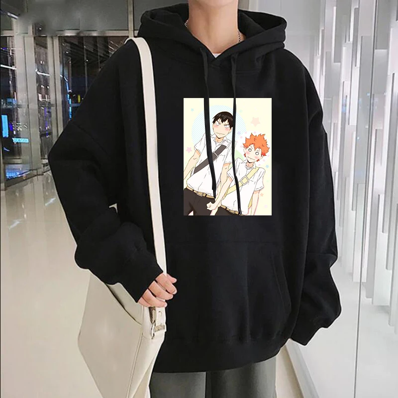 Японские Аниме толстовки с капюшоном Haikyuu Kageyama Shoyo Hinata свитшоты смешные
