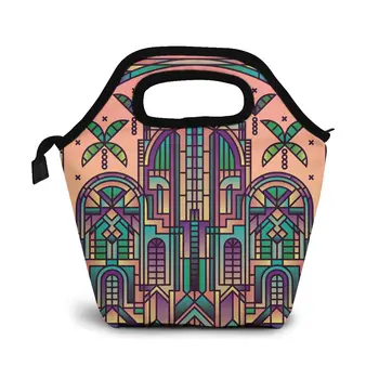 

Art Deco Lunch Bag Boxes Bags Portable Insulated Picnic Food Box for Women Men