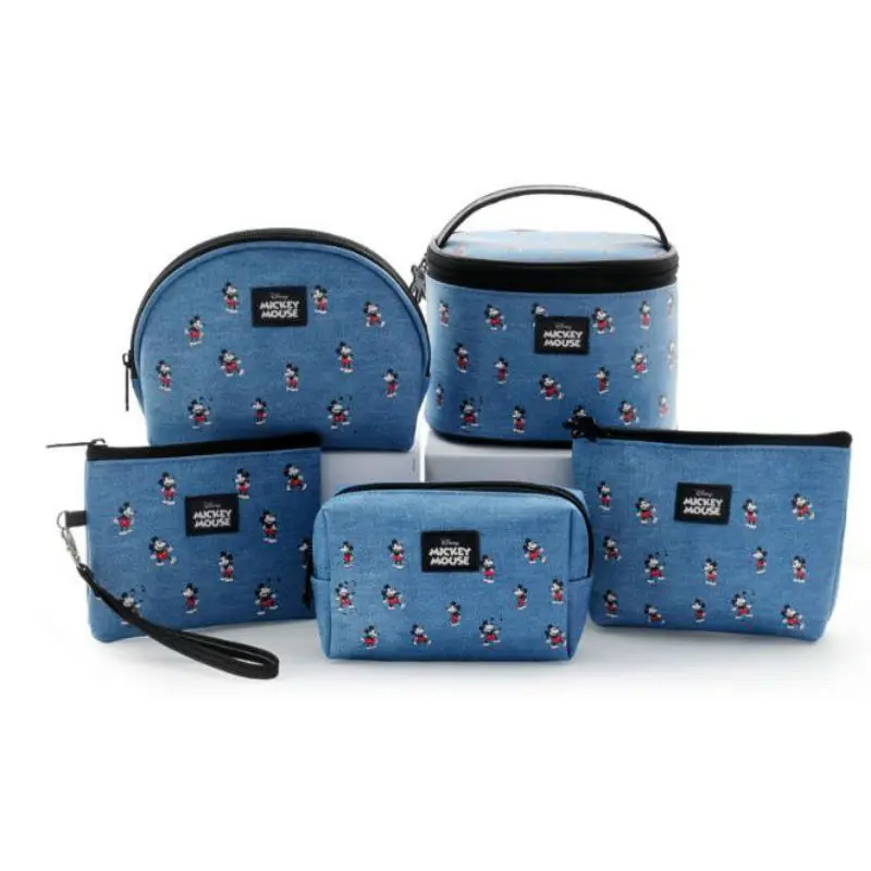 

1 pc Disney Mickey Minnie Mouse portable cosmetic make up bag multi-purpose storage tsum tusm cartoon coin purse handbag blue