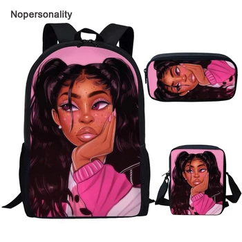

Nopersonlity Pink Art African Girls Print Schoolbag Sets for Teenager Girls Cartoon Student Children School Book Bags Mochila