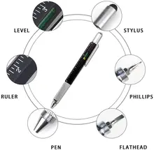 Gift Tool Pen 6 in 1 Multitool Tech Pen with Ruler, Levelgauge,Ball Pen touch screen Unique Gifts for Men canetas esferográficas