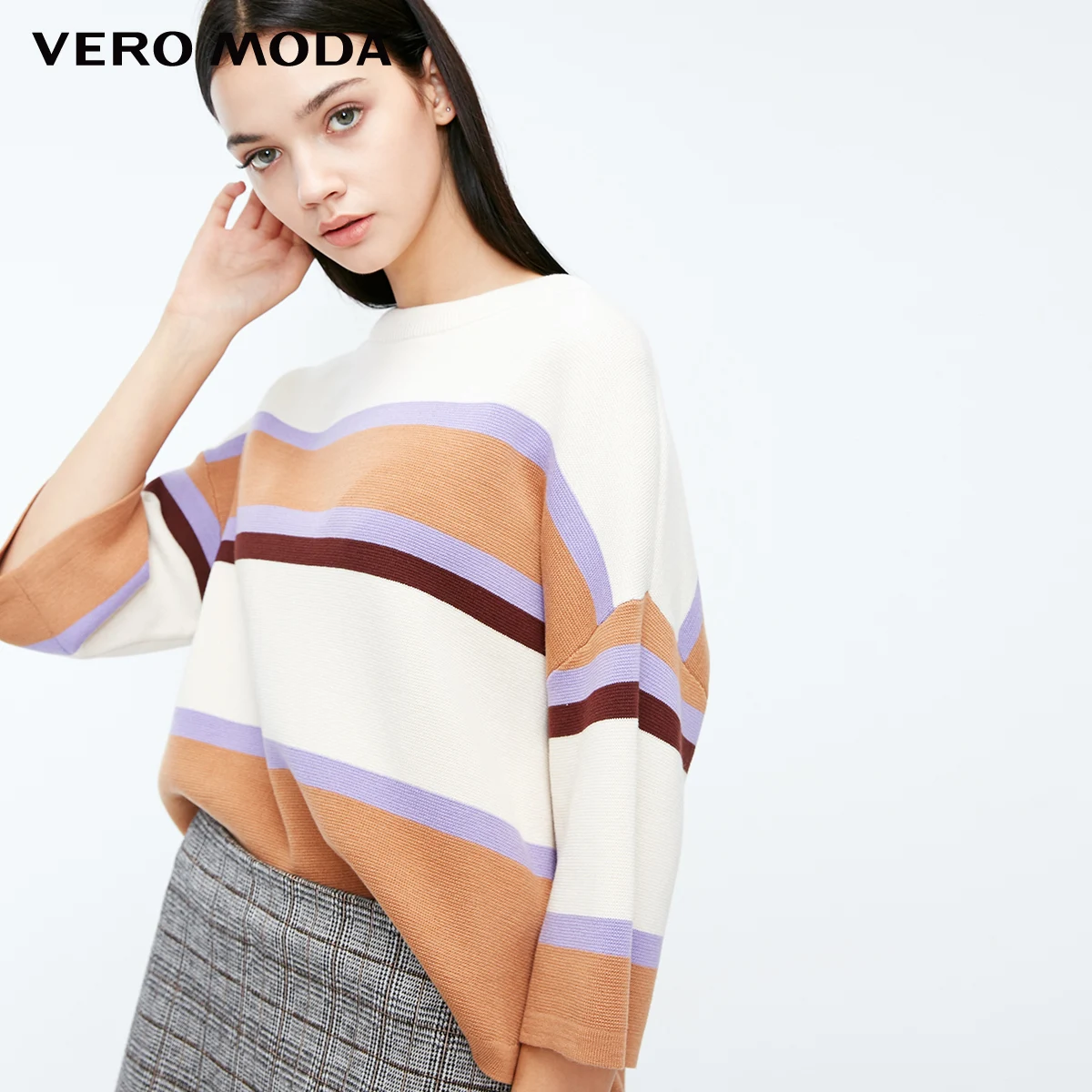 Purple mist Vero Moda Женские полосатые разноцветные свободные трикотажные | 319124510 - Цвет: Purple mist