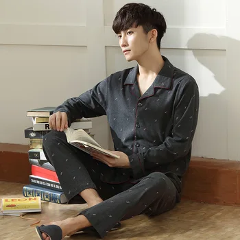 

Pajamas Men's Spring and Autumn Long-sleeved Home Clothes Cotton Pigiama Uomo Invernale Pigiama Uomo Ensemble Homme Dormir Tops