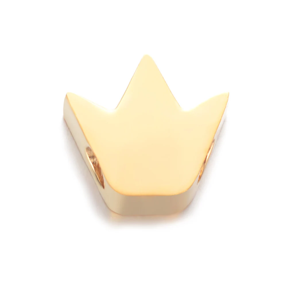 gold crown 5 шт 316L бусины из нержавеющей стали 1,8 мм отверстие может поместиться 1 мм/1,5 мм цепи DIY ювелирные изделия Сердце Звезда Луна слон Черепаха Крест ключ Корона - Цвет: gold crown