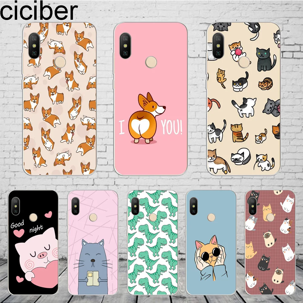 

ciciber Cat Dog Corgi Cover For Xiaomi Redmi 6 5 4 3 A X S Plus Pro S2 Phone Case For Redmi Note 7 6 5 4 3 X A Pro TPU Shell