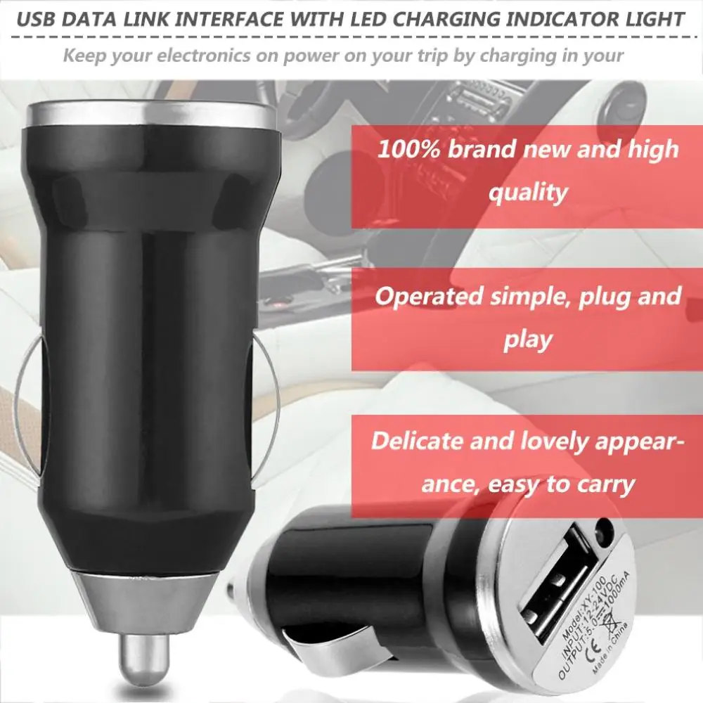

2019 New USB Car Charger Charging Power Adapter Input 12-24V DC Output 5.0V 1000mA for Apple iPod Touch For iPhone 4 3G 4G 4S