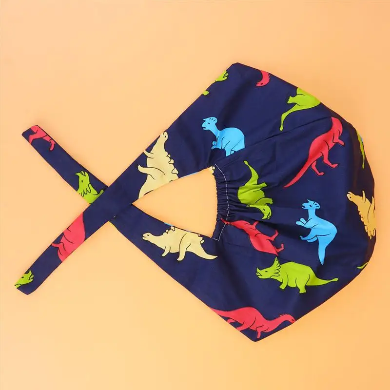 Динозавры печатные хирургические Strappy Hat Хлопок регулируемый Доктор Медсестры крышка многоразовая Рабочая крышка s 4 стильный свободный размер