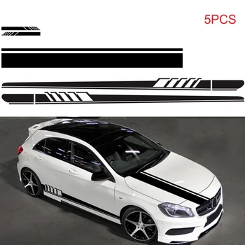 

Hot New 5Pcs Car Side Door Body Hood Rearview Mirror Decal Stripes Sticker Racing Decals 2019
