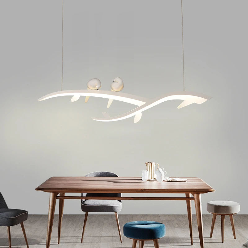  Modern Led Hanging Chandelier For Dining Room Kitchen Room Bar Shop Chandelier White With Bird 90-2 - 4000037516295