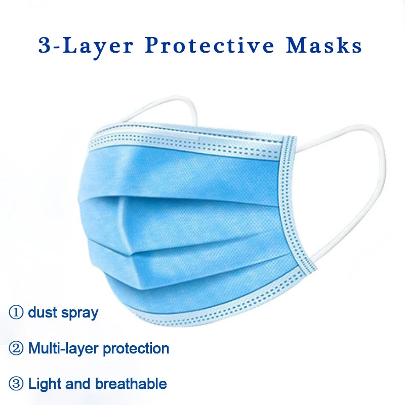 

20/50pcs Disposable Protective Masks 3 Layers Dustproof Facial Protective Dustproof Non Woven Masks Prevent bacteria Masks