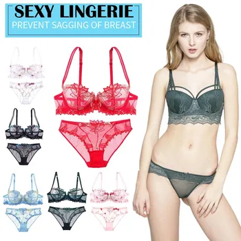

Bra Set Push Up Seamless Embroidery Lace Sexy Lingerie Plus Size Women Transparent Underwear Set Lenceria Нижнее Белье Комплект