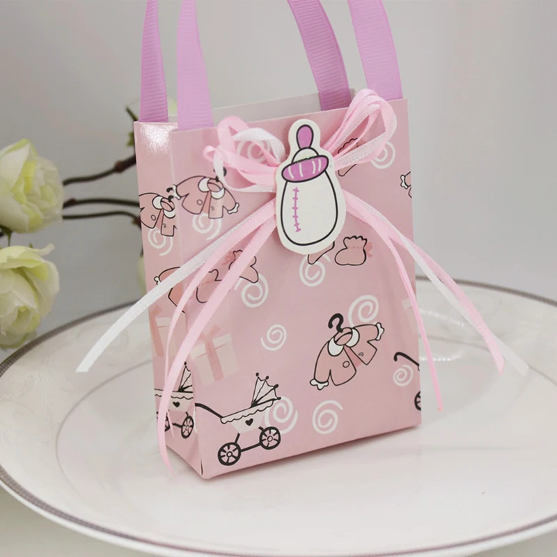 

12 Baby Boy Girl Shower Favor Sweet Cake Gift Candy Boxes Bags Anniversary Party