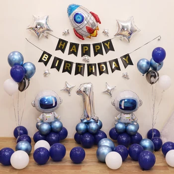 

Outer Space Party Astronaut Rocket Ship Foil Balloons Galaxy/Solar System Theme Party for Boys Kids Birthday Party Decor