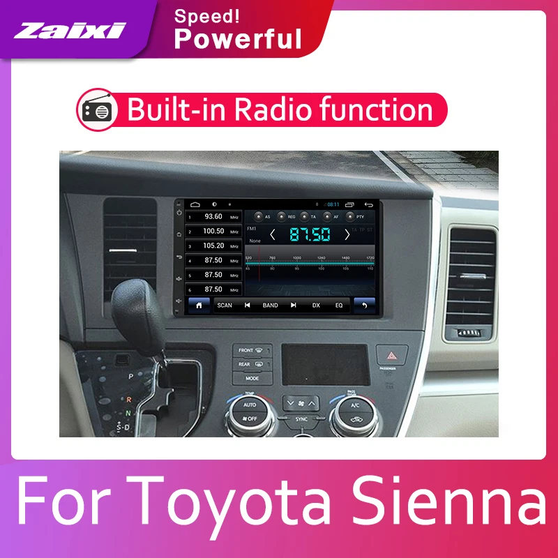 ZaiXi 2din автомобильный мультимедийный Android Авторадио автомобильный проигрыватель с радио и GPS для Toyota Sienna~ Bluetooth WiFi Зеркало Ссылка Navi