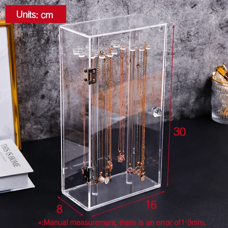 Акриловый 24 крючка ожерелье вращения Дисплей Стенд кулон Дисплей Органайзер держатель Пылезащитная коробка для ювелирных изделий YSUMI