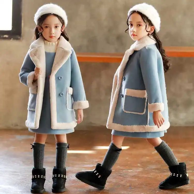 

Kids Thicken Velvet Winter Jackets for Girls Fashion Woollen Outerwear Coat Children's Warm Jackets Clothes Toddler Girls Jacket