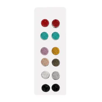 

12 Pairs Muslim Multi-Use Rhinestone Magnetic Scarf Brooches Round Hijab Pins