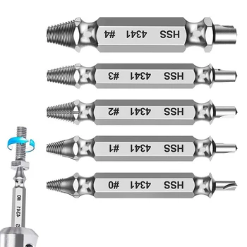 

5pcs HSS Carbide Screw Extractor Drill Bit Stud Bolt Remover Tool Accessories