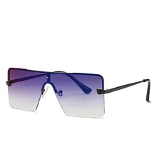 

New Rimless Sunglasses For Men And Women Square Sunglasses Driver Goggles Gradient Purple Green Car Accessories