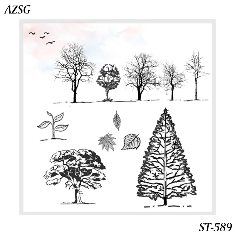 AZSG Lush tree прозрачные штампы/печать для DIY Скрапбукинг/изготовление карт/Фотоальбом украшения поставки