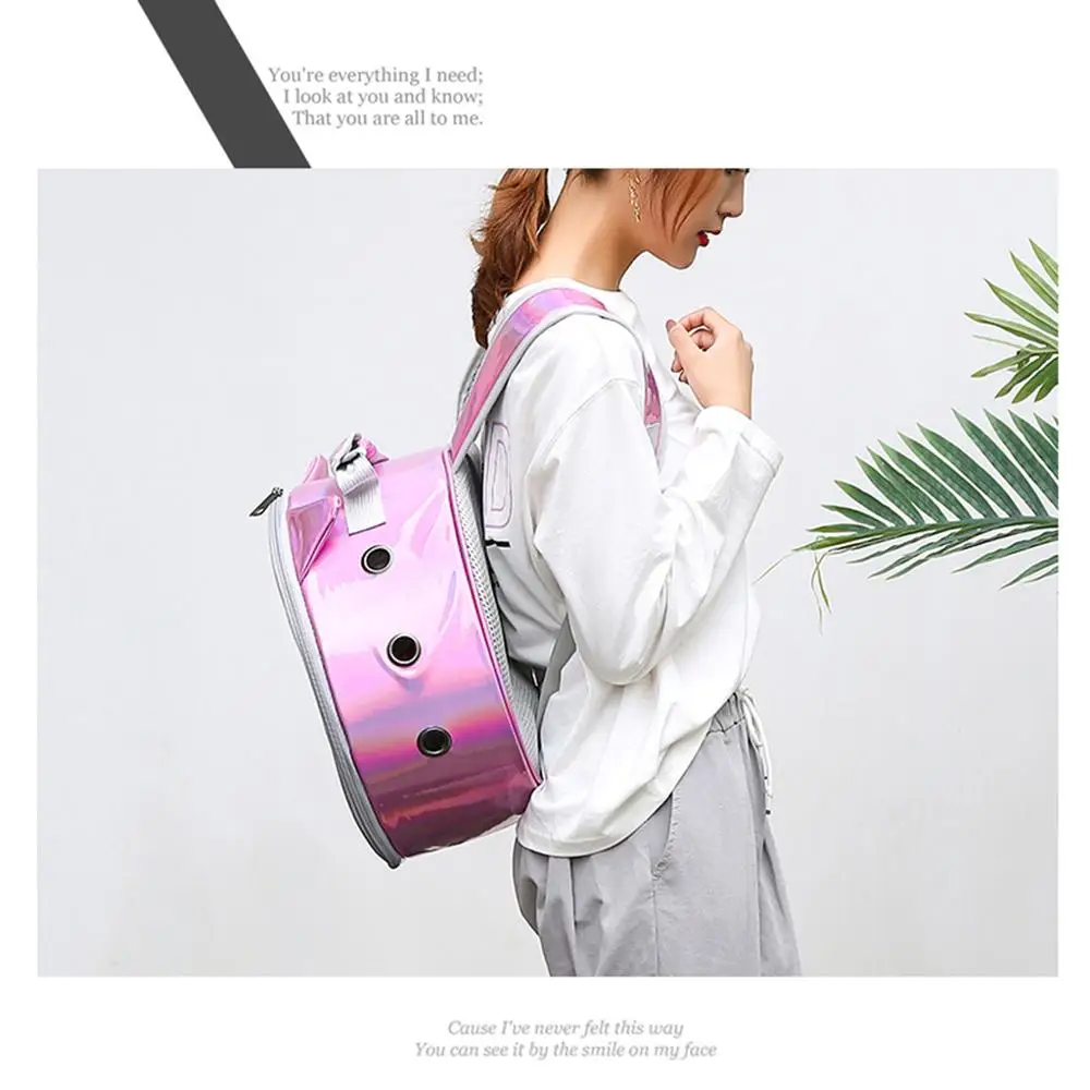 Cute Dog Cat Carrier Backpacks Pu Breathable Pet Out Light Backpack Pet Supplies