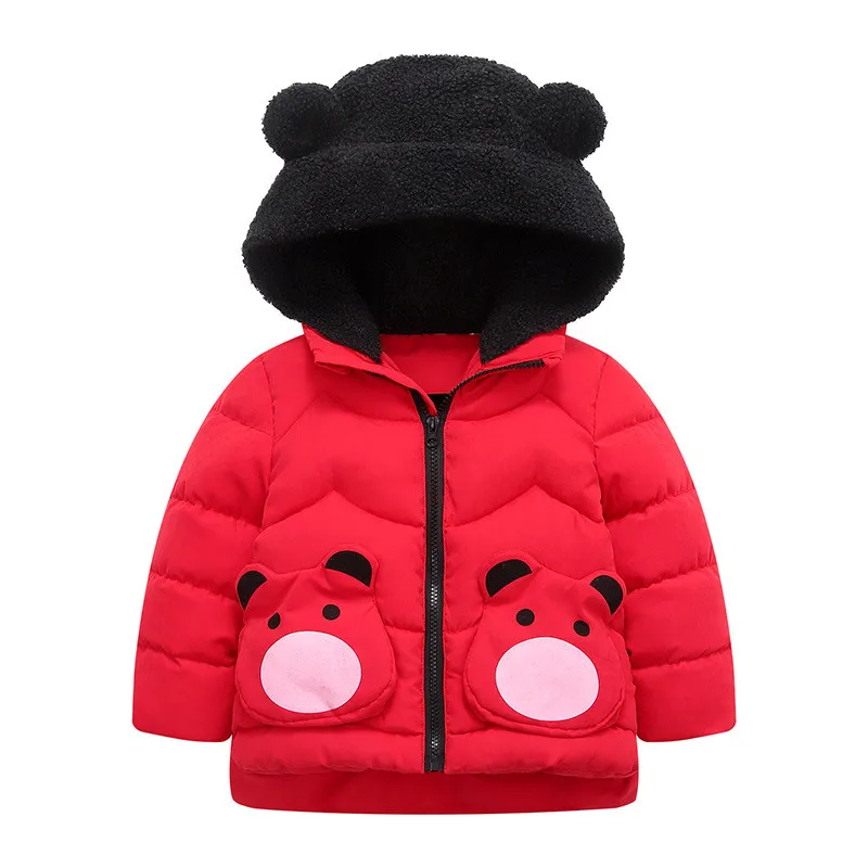 Winter Fleece Warm Kids Casual Jacket Cute Cartoon Children Boys Outwear Coats Hooded Zipper Baby Girls Snow Suit Clothes 24M-6T