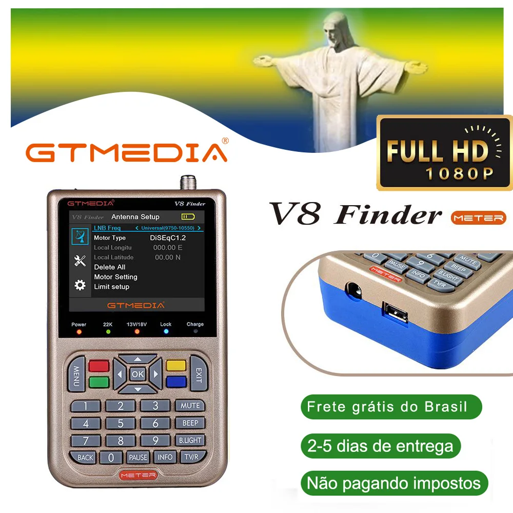

Brazil GTMEDIA/Freesat V8 Finder HD DVB-S2 Digital Satellite Finder High Definition Sat Finder DVB S2X Satellite Meter Satfinder