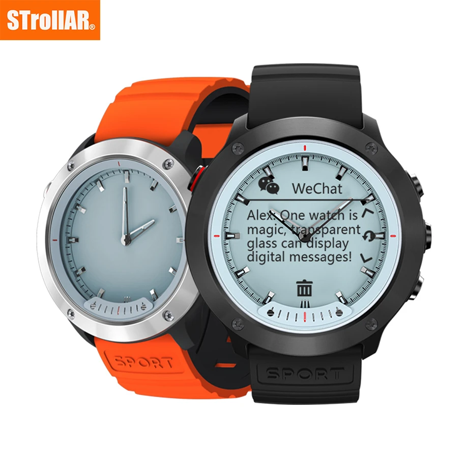 STrollAR Smartwatch Mens 2021 New Technology IP68 Waterproof Hybrid Transperant Screen Reloj Unique Luxury Man Sport Smart Watch