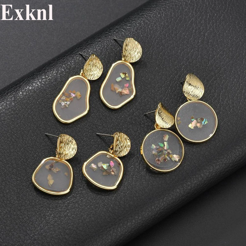 

Exknl Fashion Drop Earrings Vintage Dangle Korean Vintage Ethnic Shell Earrings for Women Irregular Party Earrings Jewelry
