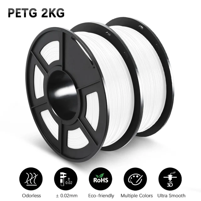 GOHIGH 2 Rolls PETG PLA SILK 3D Printing Filament 1.75MM Children Creative Model Material For 3D Pen & Printers PETG White 2Kg