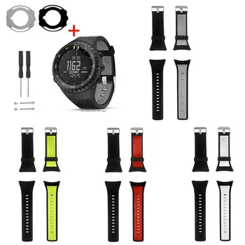 

1Set Two-tone Soft Silicone Watchband Wrist Strap Anti-Scratch Watch Case Screen Protector for Suunto Core Smart Watch Accessori