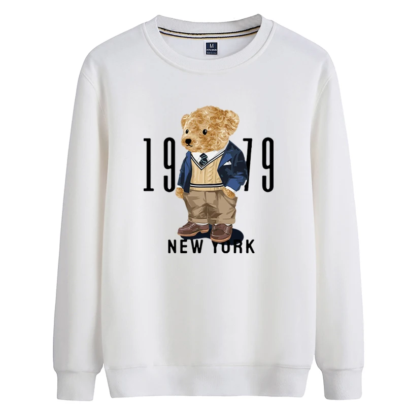 Creative Fashion Gentleman Teddy Bear Sweatshirt Autumn/Winter Thickening Plus-size Men and Women Hoodies Lovers Hoodie S-4XL