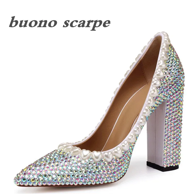 

Fashion high-end hand-made pointed sharp sexy diamonds with high heels
