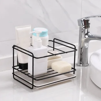 

Soap Drain Storage Rack Kitchen Holder Sink Organizer Rag Dishcloth Brush Holder Iron Shelf With Removable Tray For Bathroom
