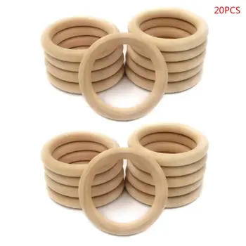 

20Pcs Natural Wooden Baby Teether Ring Infant Molars DIY Teethers Accessories Newborn Bracelet Craft Toy