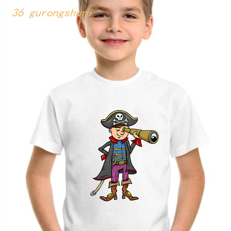 christmas shirts cartoon kids t shirt for boys kid clothing girl clothes children tshirt girls kawaii skull Pirate Parrot graphic tee boy t-shirt custom t shirts